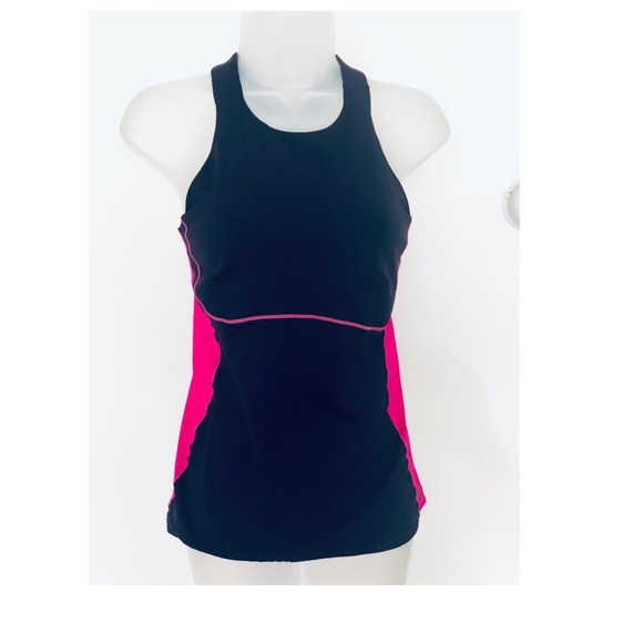 EUC! LULULEMON BRIGHT PINK & NAVY COLOR BLOCK TANK - Picture 1 of 5